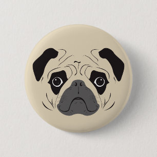 Mops-Gesicht-Silhouette Button