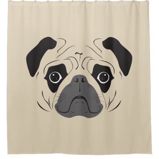 Mops-Gesicht-Silhouette Duschvorhang (Vorderseite)