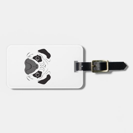 Mops-Gesicht-Silhouette Gepäckanhänger (Vorderseite horizontal)