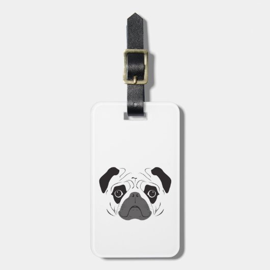 Mops-Gesicht-Silhouette Gepäckanhänger (Vorderseite vertikal)