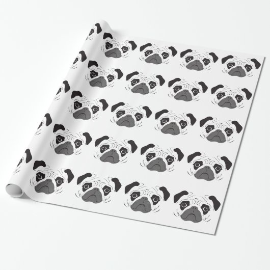 Mops-Gesicht-Silhouette Geschenkpapier (Ungerollt)