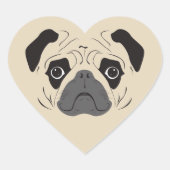 Mops-Gesicht-Silhouette Herz-Aufkleber (Vorderseite)