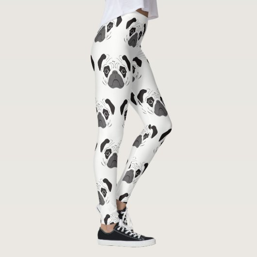 Mops-Gesicht-Silhouette Leggings (Rechts)