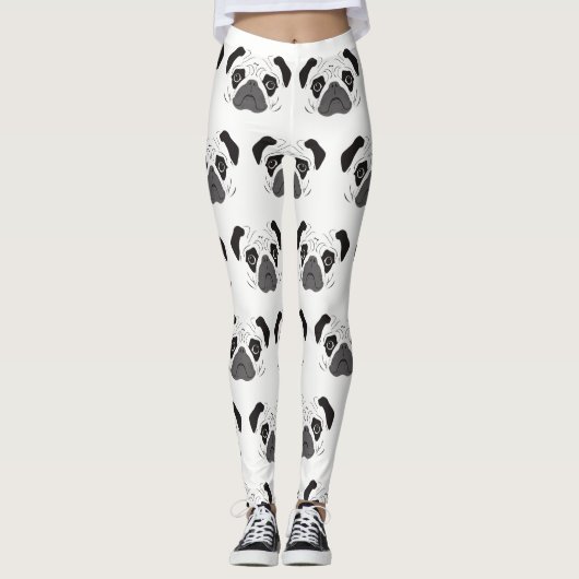 Mops-Gesicht-Silhouette Leggings (Vorderseite)