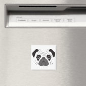 Mops-Gesicht-Silhouette Magnet (In Situ (Geschirrspüler))