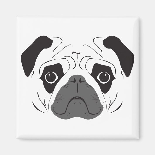 Mops-Gesicht-Silhouette Magnet (Vorne)