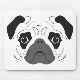 Mops-Gesicht-Silhouette Mousepad