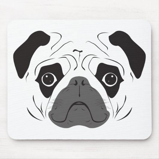 Mops-Gesicht-Silhouette Mousepad (Vorne)