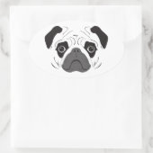 Mops-Gesicht-Silhouette Ovaler Aufkleber (Tasche)
