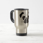 Mops-Gesicht-Silhouette Reisebecher (Vorderseite Links)