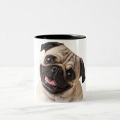 Mops Gesicht Zweifarbige Tasse (Mittel)