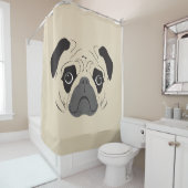Mops-Gesichtssilhouette Duschvorhang (Beispiel)