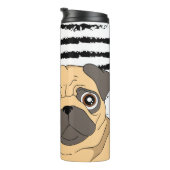 Mops gestreift Schwarz-weiß Thermosbecher (Nach rechts gedreht)