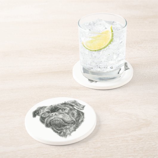 Mops Getränkeuntersetzer (Seite)