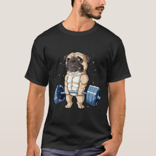 Mops Gewichte stemmen lustig Fitness Gym Workout T-Shirt