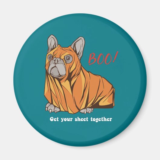 Mops Ghost Kostüm Dog Lover Funny Halloween Boo Magnet (Vorne)