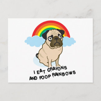 Mops gibt zu, Regenbogen kacken! Karte