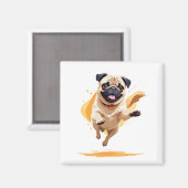 Mops glücklich Spielspass Springen in die Luft frö Magnet (Vorderseite/Rückseite)