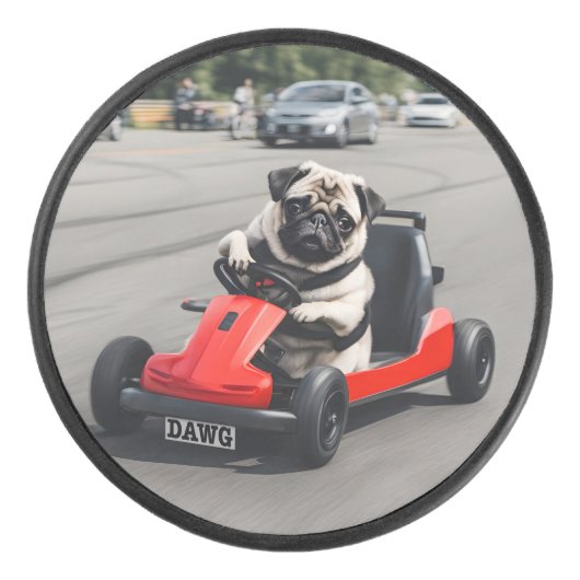 Mops-Go-Kart-Rennen Eishockey Puck (Vorderseite)