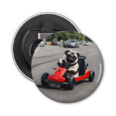 Mops-Go-Kart-Rennen Flaschenöffner (Vorderseite)