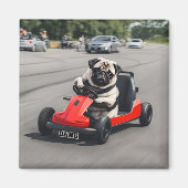 Mops-Go-Kart-Rennen Magnet (Vorne)