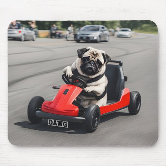 Mops-Go-Kart-Rennen Mousepad (Vorne)