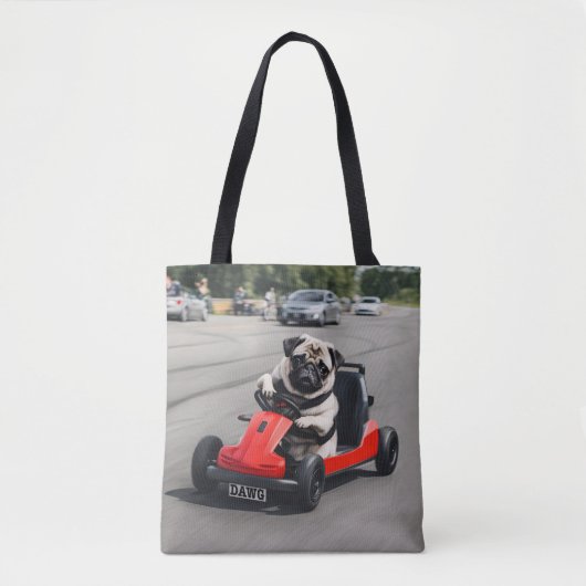 Mops-Go-Kart-Rennen Tasche (Vorderseite)