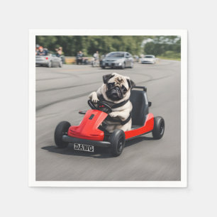 Mops-Gokart-Rennen Serviette