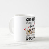 Mops Gott wusste, mein Herz braucht Liebe Hunde Li Kaffeetasse (Vorderseite Links)