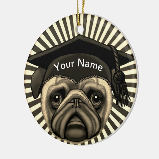 Mops Grad Keramik Ornament (Links)