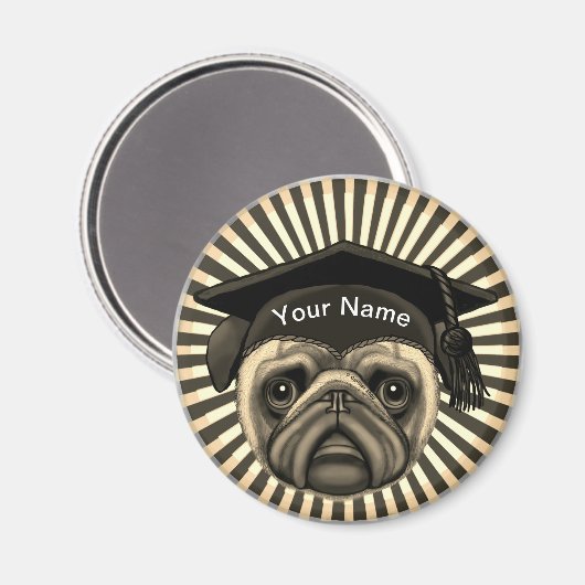 Mops Grad Magnet (Vorderseite/Rückseite)