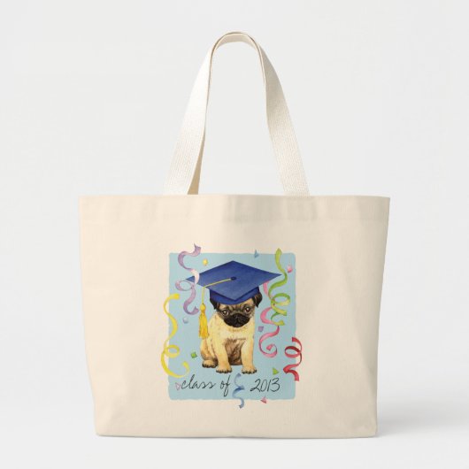 Mops Graduate Jumbo Stoffbeutel (Vorne)