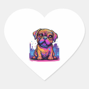 Mops Graffiti Mops Eigentümer Mops Lover Herz-Aufkleber