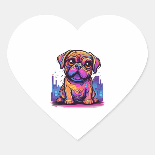 Mops Graffiti Mops Eigentümer Mops Lover Herz-Aufkleber (Vorderseite)