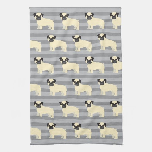 Mops Grau Lined Geschirrtuch (Vertikal)