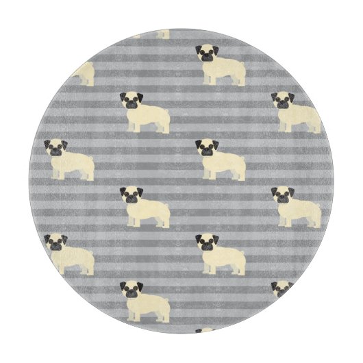 Mops Grau Lined Schneidebrett (Vorderseite)