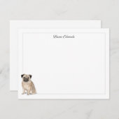 Mops Gray Border Personalisiert Stationery Mitteilungskarte (Vorne/Hinten)
