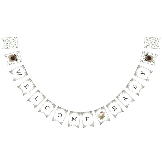 Mops Greenery Baby Shower Puppy Banner (Alle)