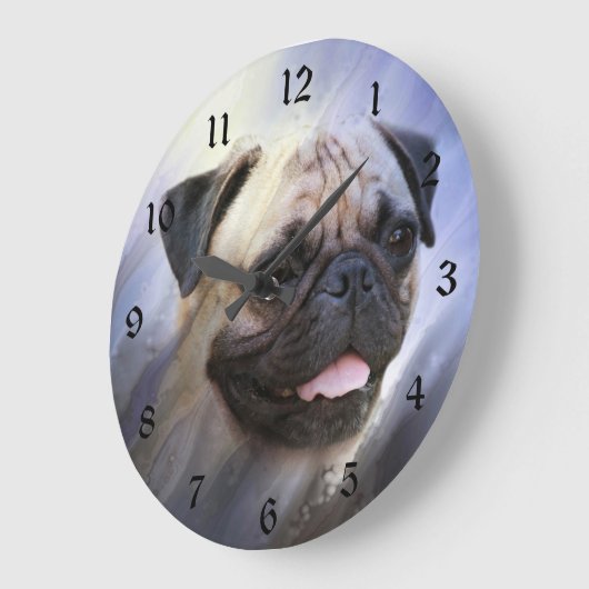 Mops Große Wanduhr (Winkel)