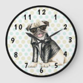 Mops Große Wanduhr (Vorderseite)