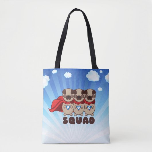 Mops-Gruppe mit Hintergrund Tasche (Vorderseite)