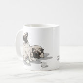 Mops-Gruppen-Cartoon Kaffeetasse (Vorderseite Links)