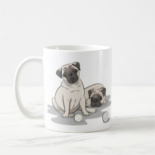 Mops-Gruppen-Cartoon Kaffeetasse