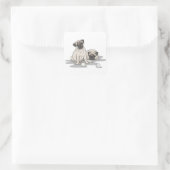 Mops-Gruppen-Cartoon Quadratischer Aufkleber (Tasche)