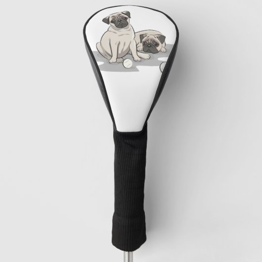 Mops-Gruppen-Cartoons Golf Headcover (Vorderseite)