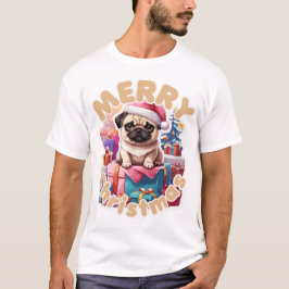Mops Gruß frohe Weihnachten für ihn T-Shirt