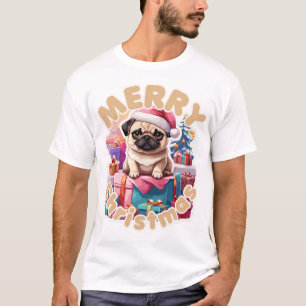 Mops Gruß frohe Weihnachten für ihn T-Shirt
