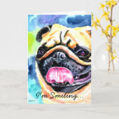 Mops-Grußkarte Karte (Gelbe Blume)