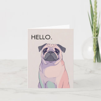 Mops-Grußkarte – Retro-Hunde-Kunst – Leer – 4 x 6 Feiertagskarte