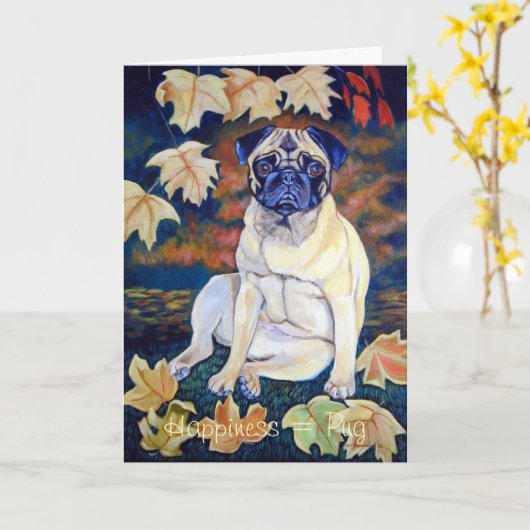 Mops Grußkarten / Notecards Karte (Gelbe Blume)